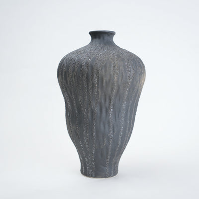 Charcoal Grey Drip Ceramic Vase