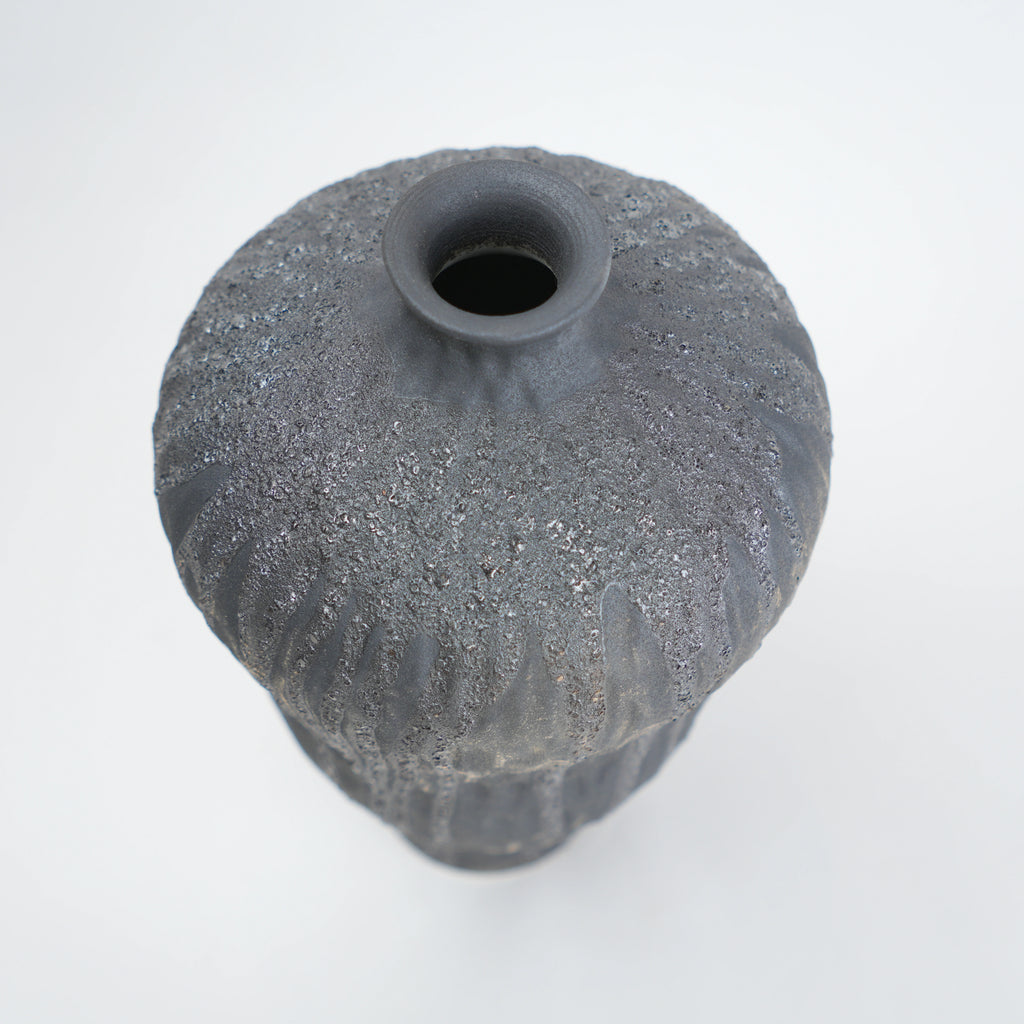 Textured gray vase