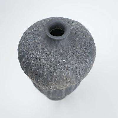 Charcoal Grey Drip Ceramic Vase