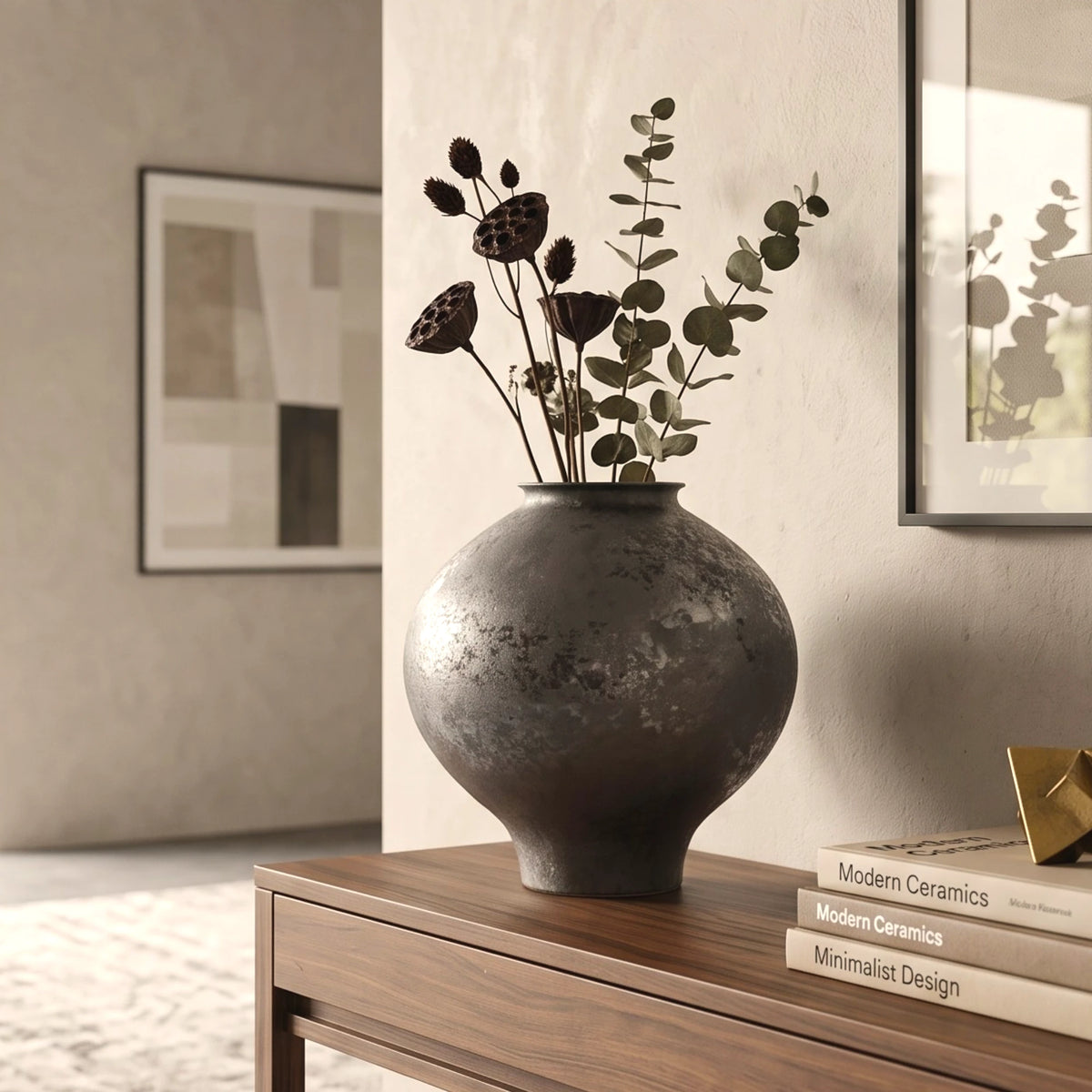 Charcoal Patina Ceramic Vase
