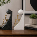 Apex Reach bookend pair w/ orbs, walnut shelf