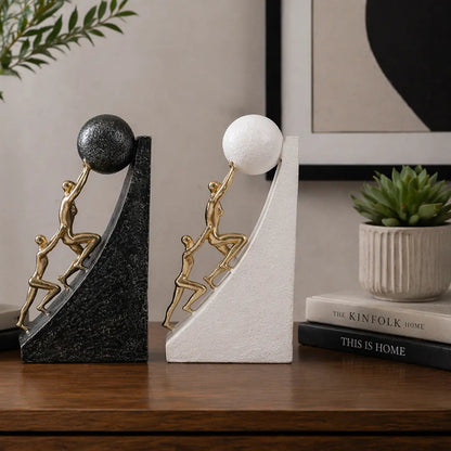 Apex Reach bookend pair w/ orbs, walnut shelf