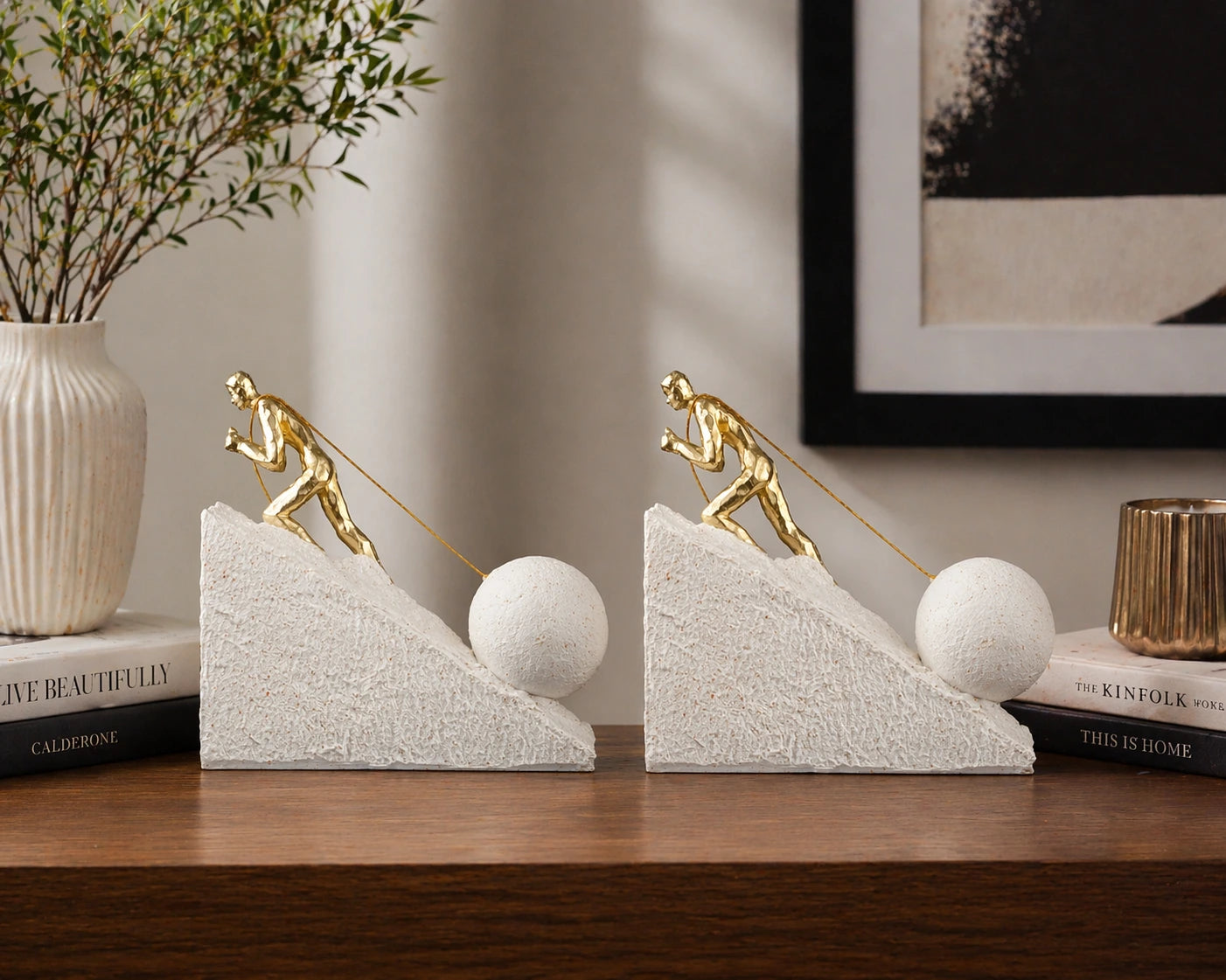 Summit Triumph white pair, walnut shelf