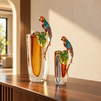 Parrot Accent Glass Vase