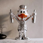Chrome celebration duck decor holding bottles luxury bar showpiece for modern home styling