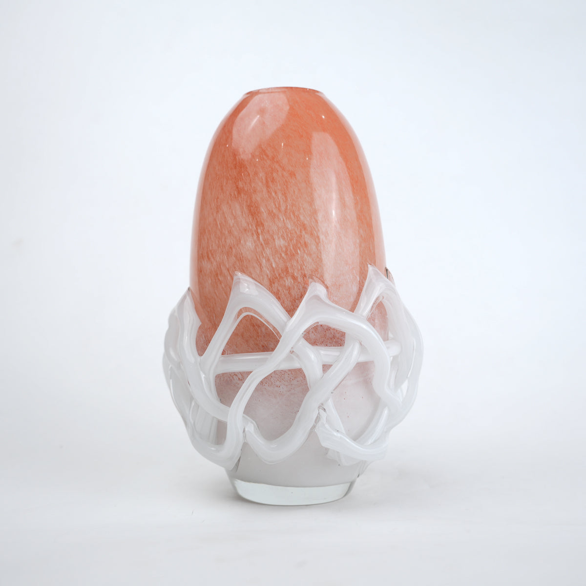 Peach glass vase with white abstract base design available in small and big sizes for modern home decor