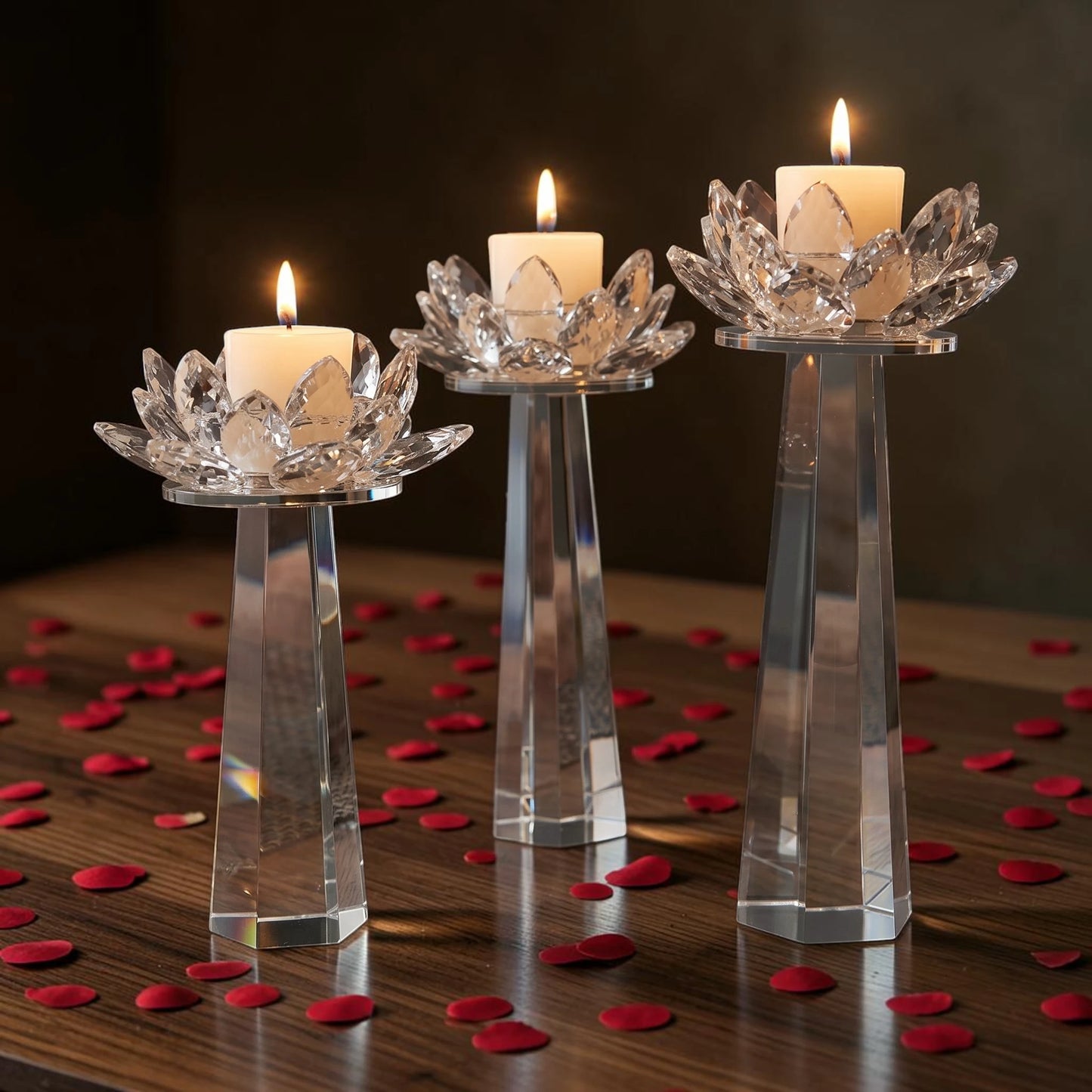 Crystal Lotus Candle Trio