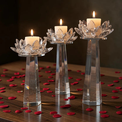 Crystal Lotus Candle Trio