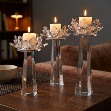 Crystal Lotus Candle Trio