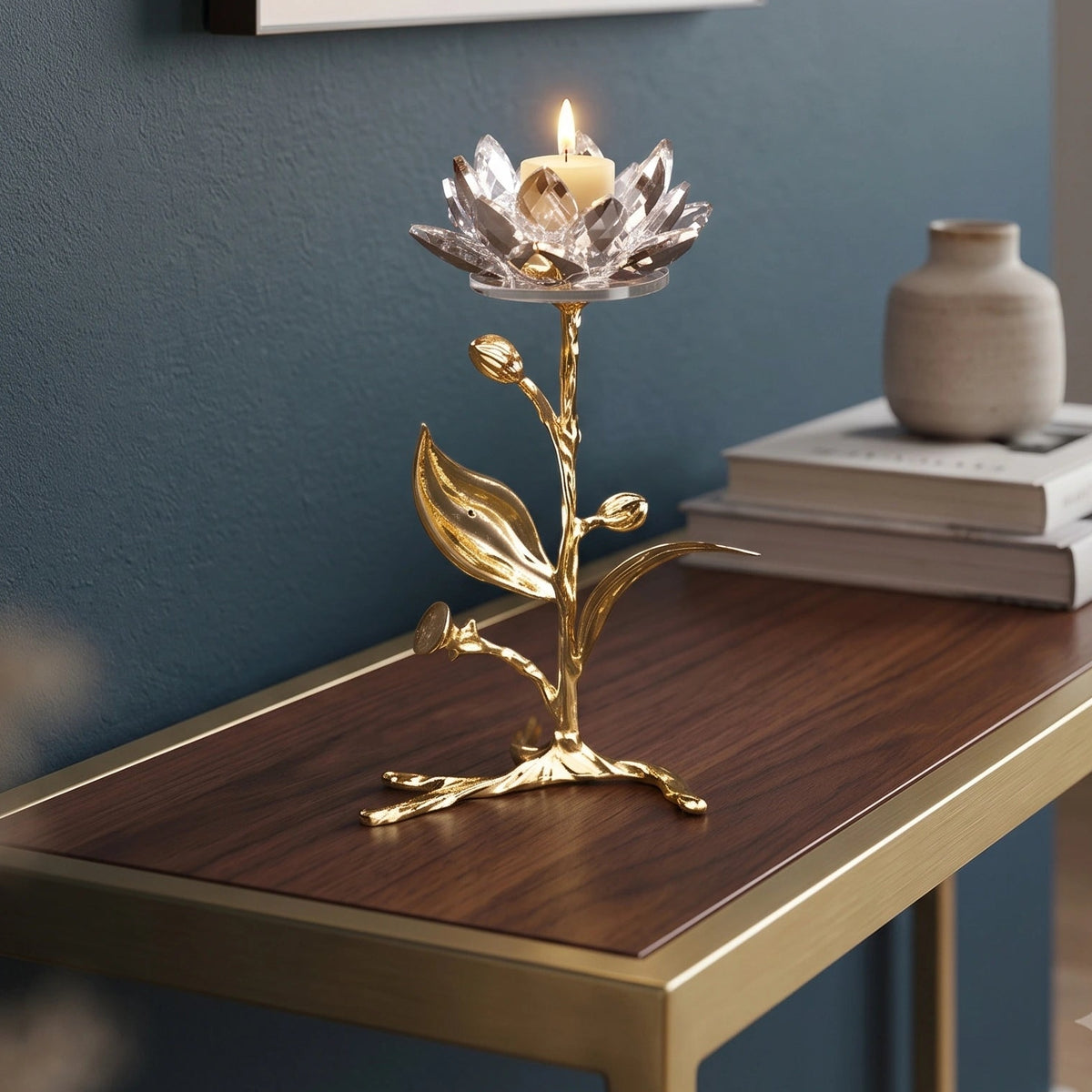 Crystal Lotus Dual Candle Holder