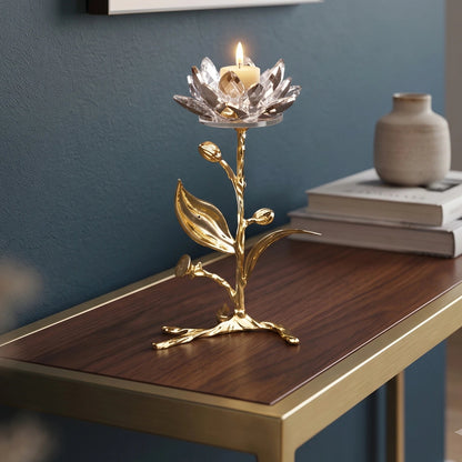 Crystal Lotus Dual Candle Holder