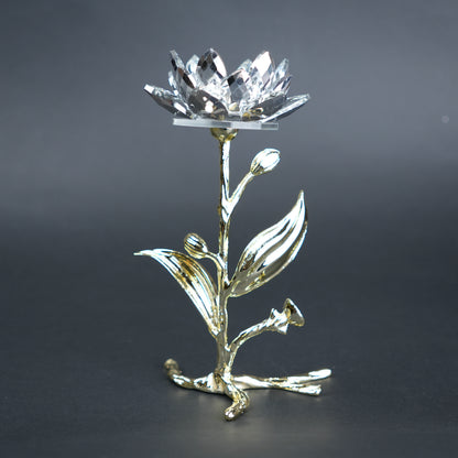 Crystal Lotus holder, side on dark backdrop