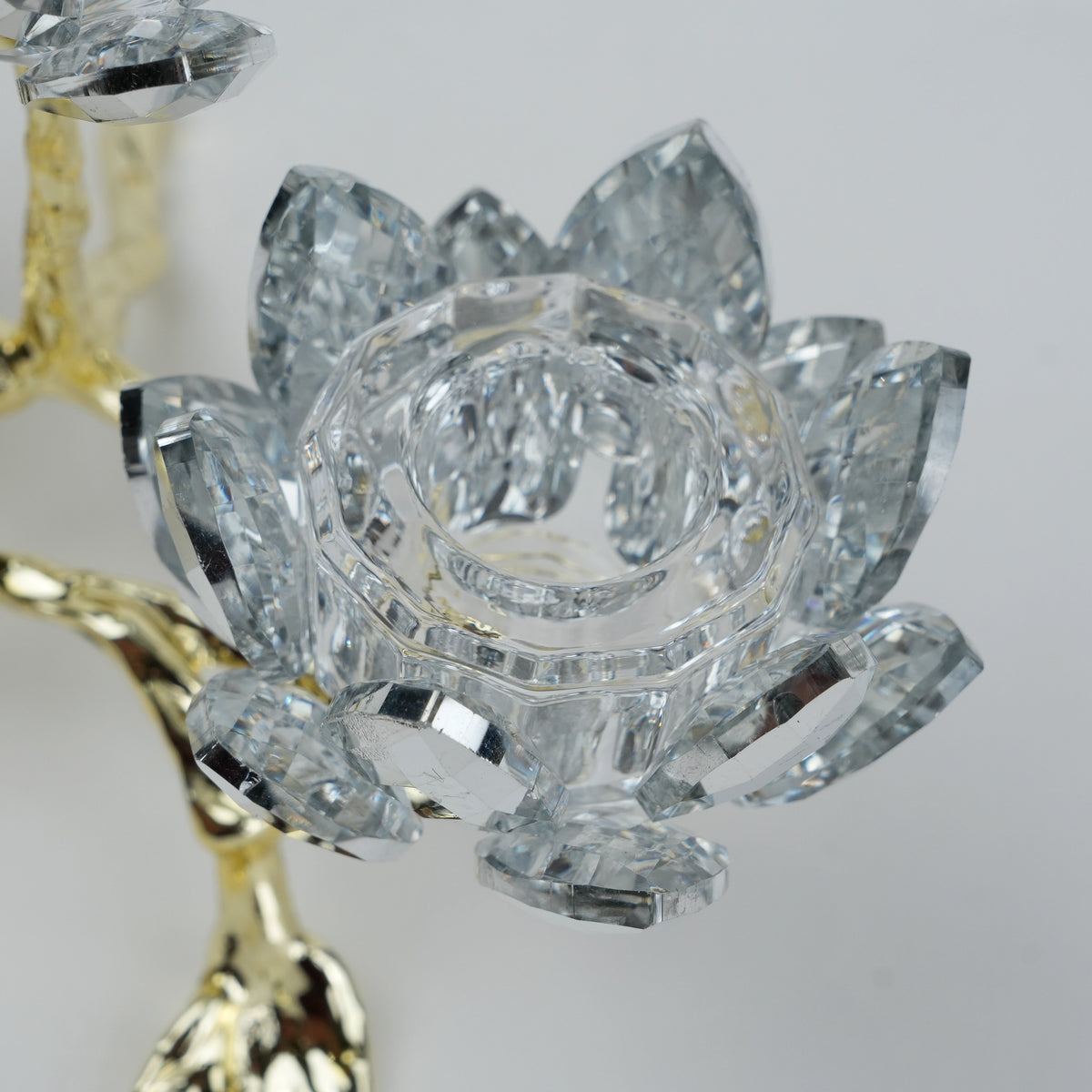 crystal lotus dual candle holder gold base decor