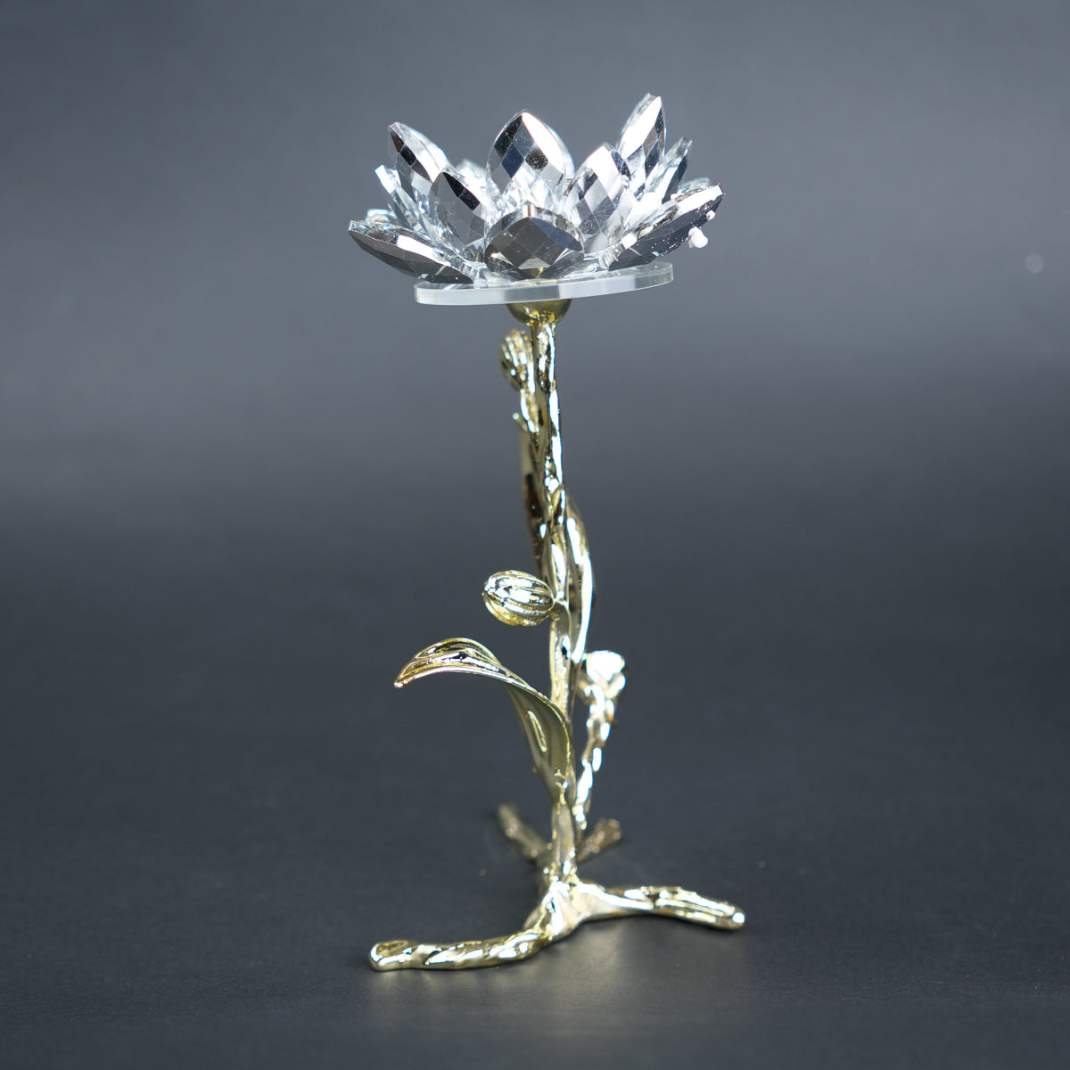 Crystal Lotus holder, front, leaf base