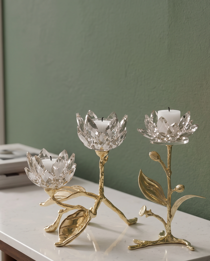 Crystal Lotus Dual Candle Holder