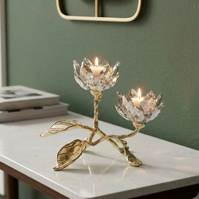 Crystal Lotus Dual Candle Holder