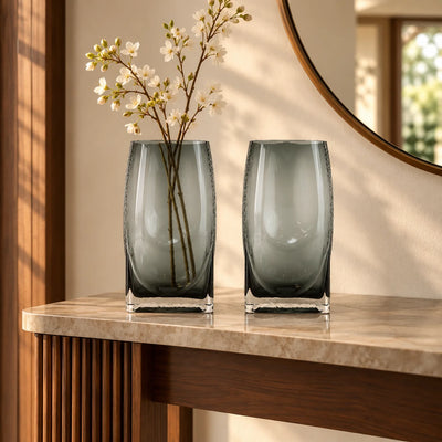 Curved Grey Glass Vase