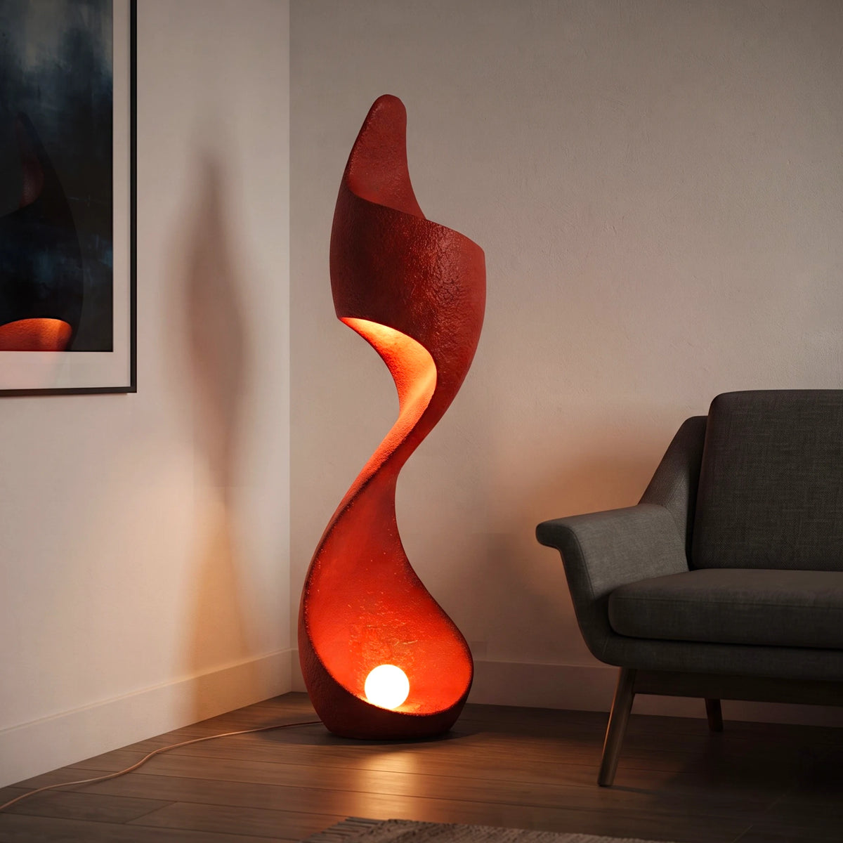 modern abstract red floor lamp for living room