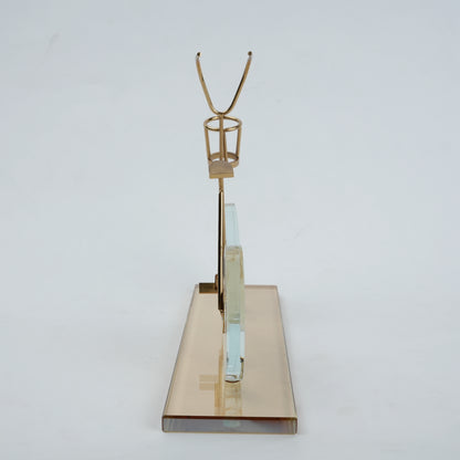 Gold metal bicycle sculpture with marble base decorative tabletop accent for modern home decor