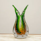 Dual Flare Green Glass Vase