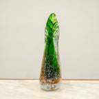 Dual Flare Green Glass Vase