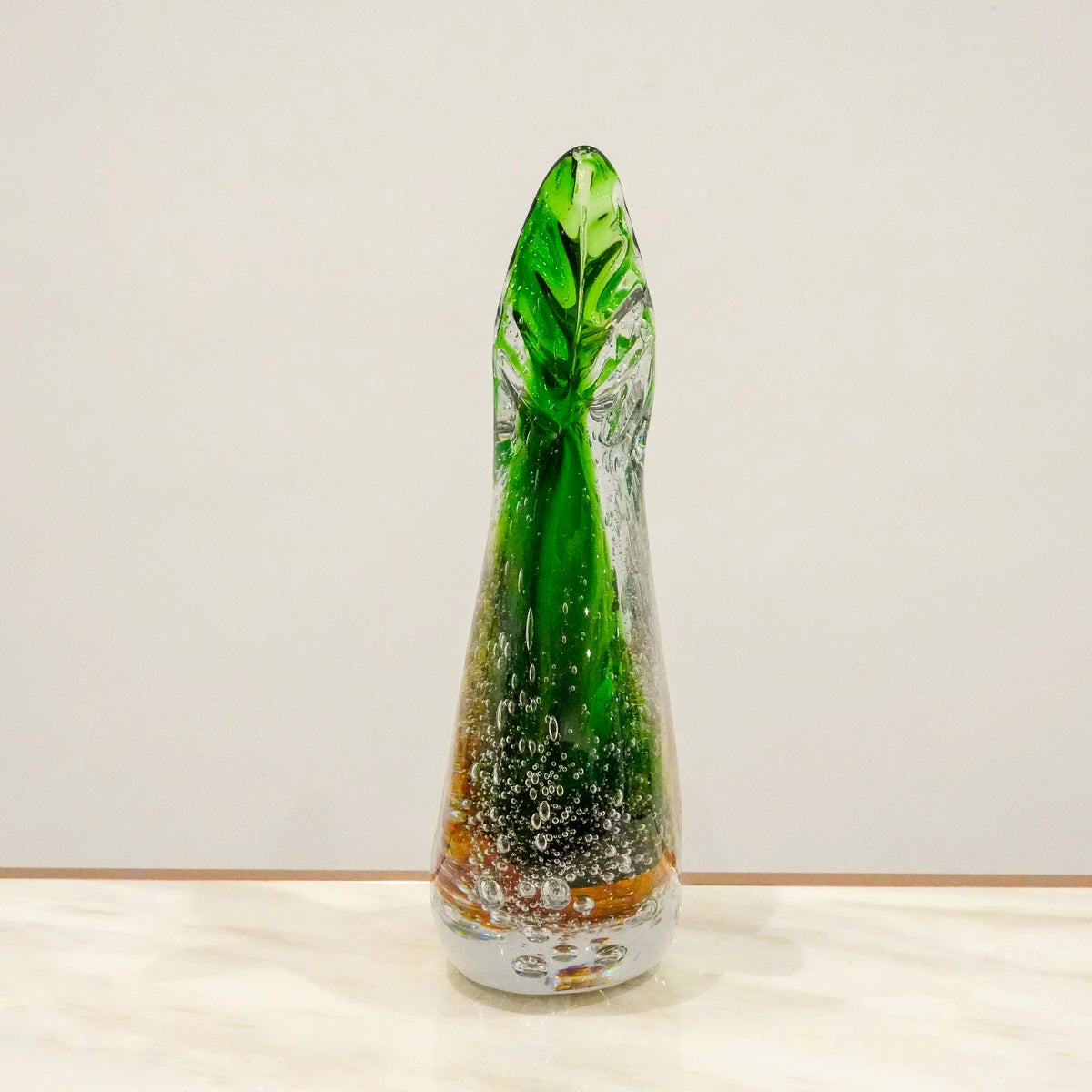 Dual Flare Green Glass Vase