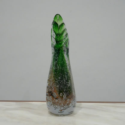Handcrafted decorative glass vase with twisted horn silhouette and artistic gradient finish for luxury living room styling