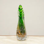 Dual Flare Green Glass Vase