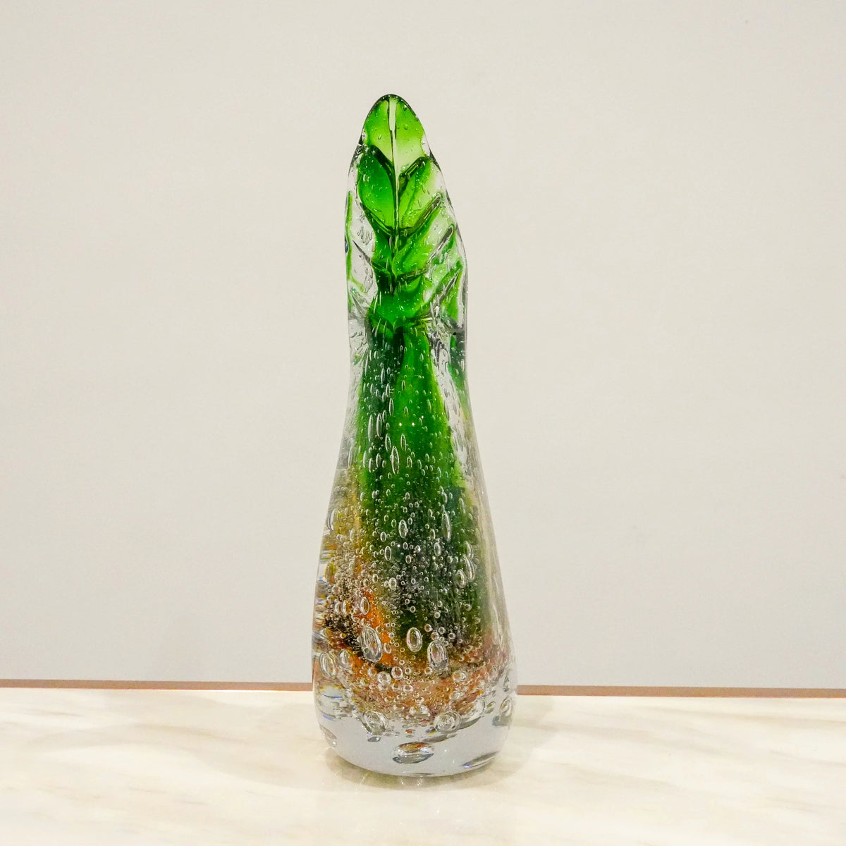 Dual Flare Green Glass Vase