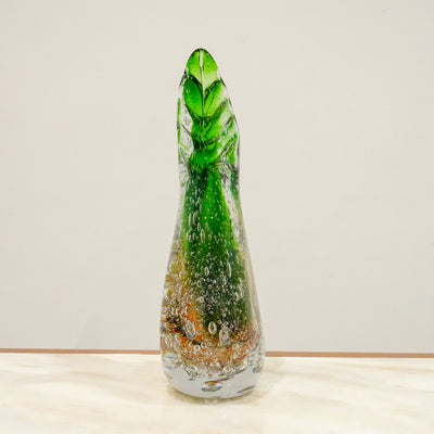 Dual Flare Green Glass Vase