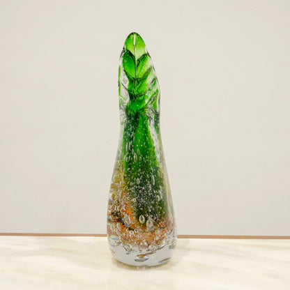 Dual Flare Green Glass Vase