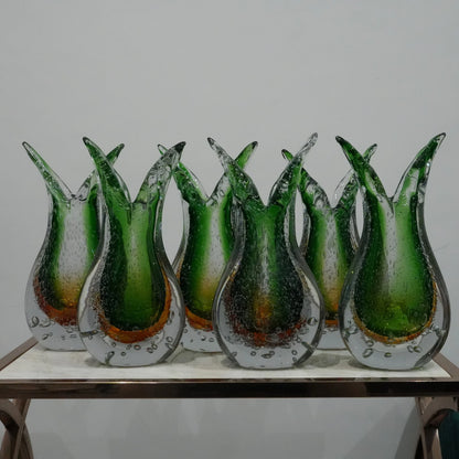 Decorative blown glass vase with abstract organic shape and handcrafted bubble detailing for premium home decor interiors