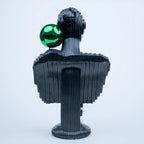 Matte black modern bust sculpture featuring an abstract human face design for luxury contemporary home décor