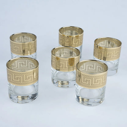 Ghar Art Luxury Barware Set with Cocktail Shaker, 6 Gold Patterned Glasses, Jigger, Flask, Bottle Opener and Bar Tools, Premium Home Bar Set