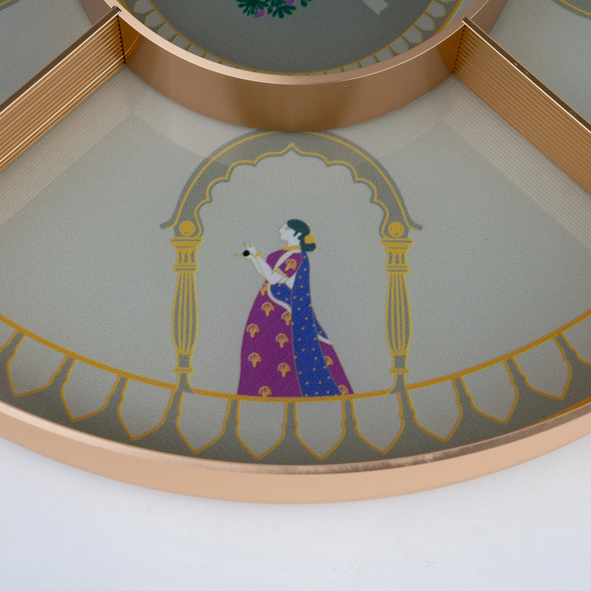 Ghar Art luxury tabletop tray with golden deer accent and heritage inspired artwork