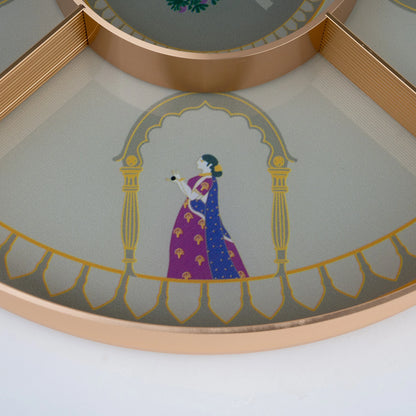 Ghar Art luxury tabletop tray with golden deer accent and heritage inspired artwork