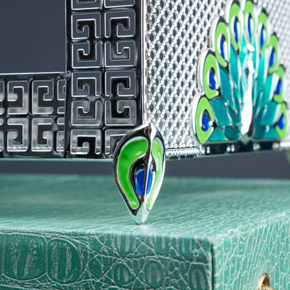 Emerald Green Luxury Serving Basket with Greek Key Metal Detailing and Premium Presentation Case | Festive Table Décor