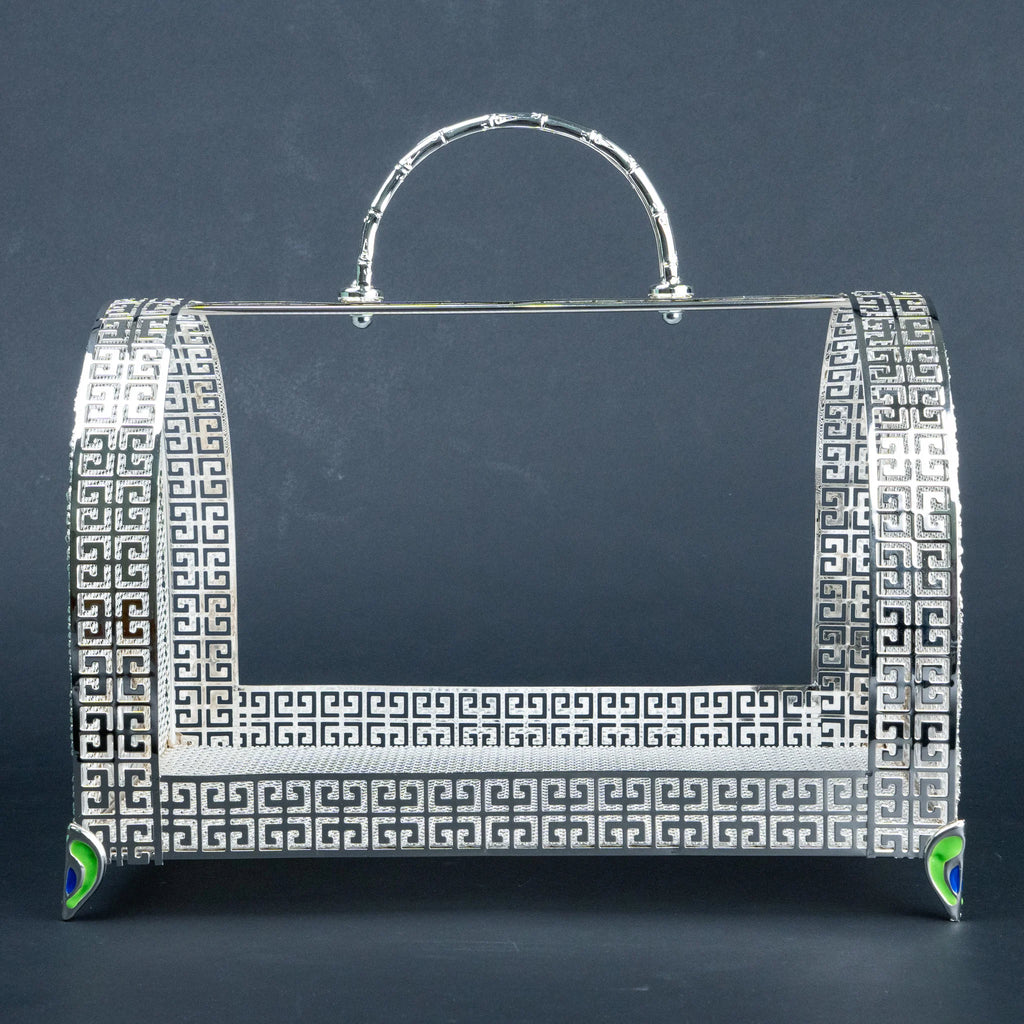 Ghar Art emerald green luxury serving basket with textured presentation case and gold clasp