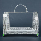 Ghar Art emerald green luxury serving basket with textured presentation case and gold clasp