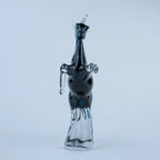 Blue horse decorative figurine with flowing clear mane and sapphire-blue tail