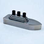 Contemporary glass ship accent with stepped deck design