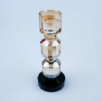 Champagne gold candle holder with faceted clear and amber detailing