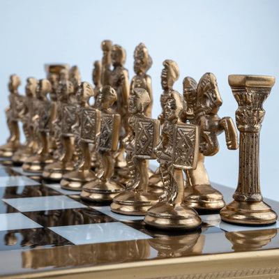 Royal Gold Chess Set for Adults, Luxury Decorative Chess Board with Ornate Gold Frame, Figurine-Style Gold and Black Chess Pieces for Home, Office, Study and Living Room