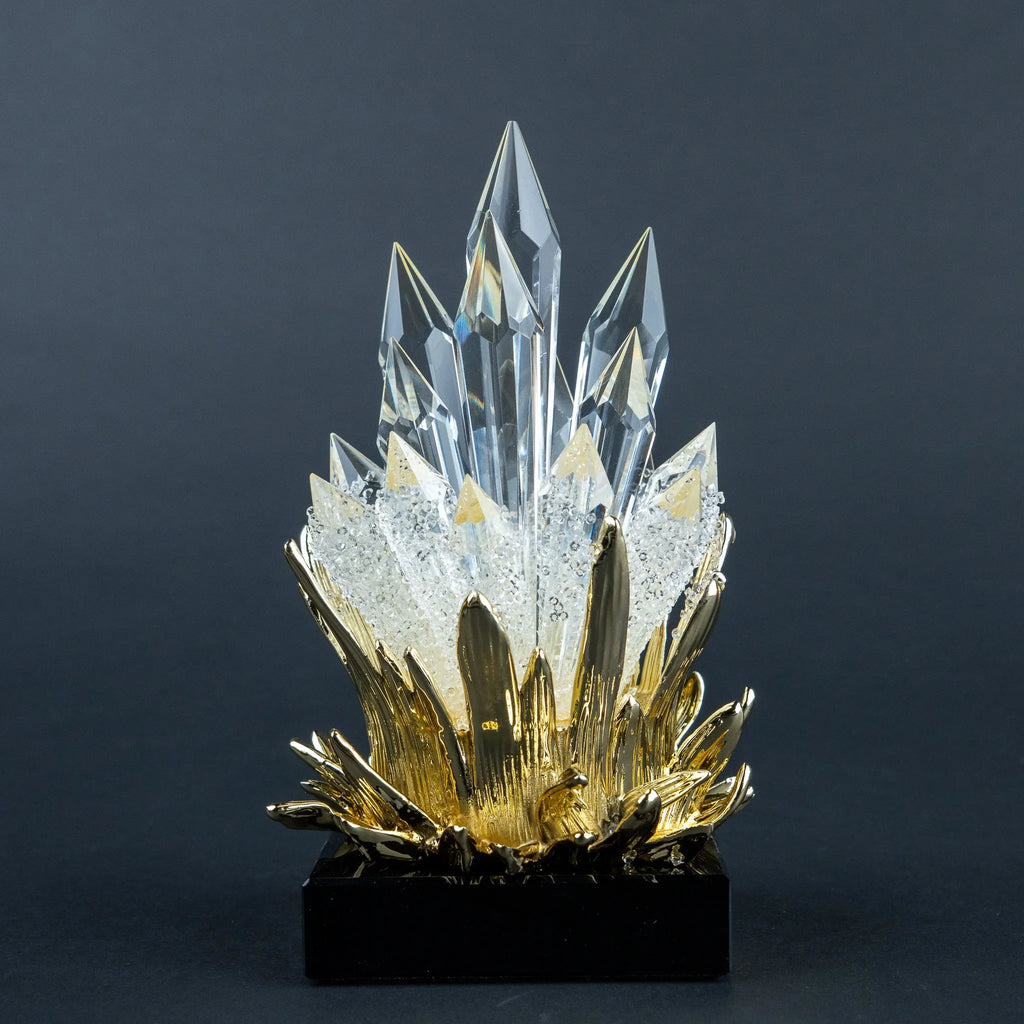 Crystal-like decorative peaks with gold-tone detailing in a coordinated home decor set