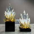 Crystal Flame Decor Set with large and small gold-tone accents on black bases