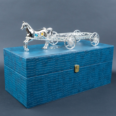 Royal Silver Horse-Drawn Carriage Decorative Showpiece