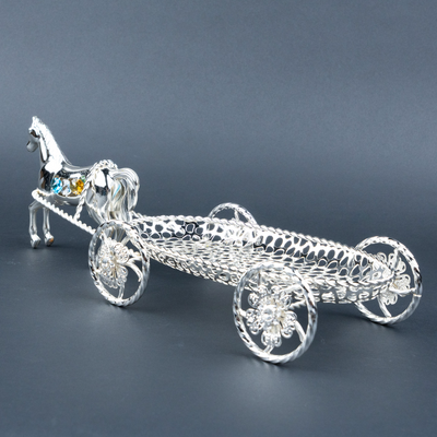 Royal Silver Horse-Drawn Carriage Decorative Showpiece