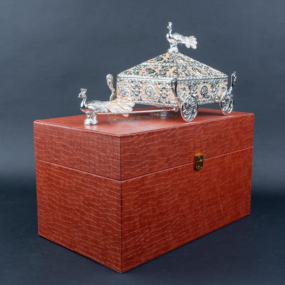Royal Silver Peacock Decorative Trinket Box