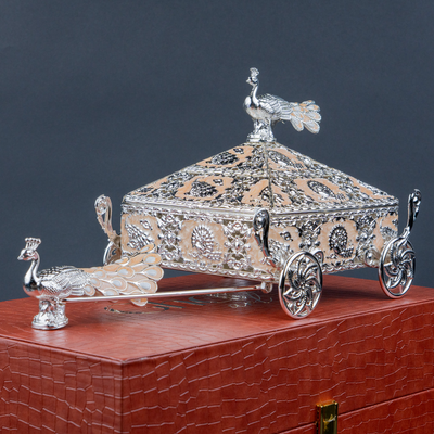Royal Silver Peacock Decorative Trinket Box