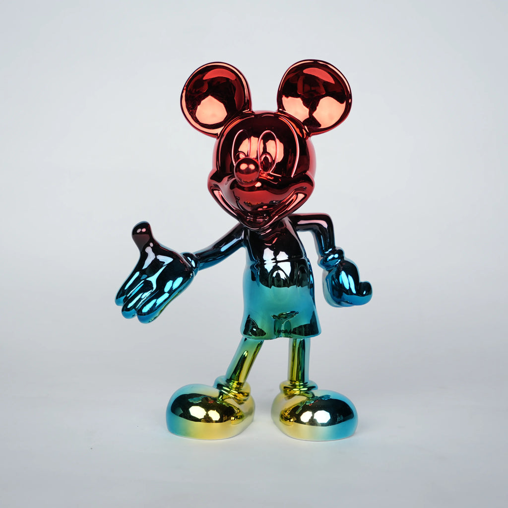 aurora metallic mickey mouse figurine with red teal gradient finish